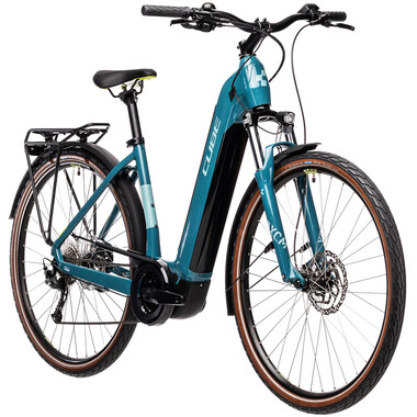 Bicicleta de paseo eléctrica CUBE TOURING HYBRID ONE 400 WAVE Azul 2021 0